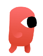 Coral Pop, a red one-eyed character